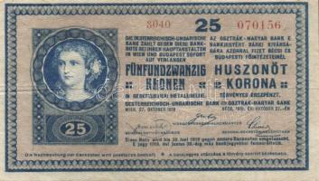 1918. 25K "sima" "3040"-es sorozatszám T:III