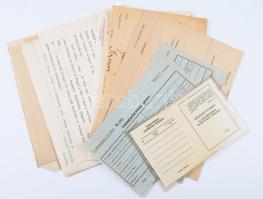 ca 1900-1940 Vegyes nyomtatvány és okmány tétel, fedeztetési jegy, esperesi jelentés, számlák, stb