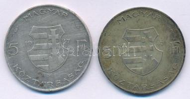 1947. 5Ft Ag "Kossuth" (2x) T:VF,F patina Adamo F8.1
