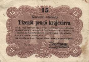 1849. 15kr "Kossuth bankó" T:III