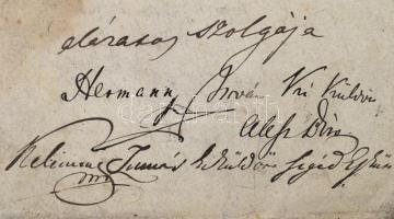 1837 Kercseliget kocsmáltatási jog szerződése, Schlesinger Mátyás izraelita személy részére, hozzá: ...