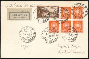 Olasz megszállás Horvátországban 1933 Levél a Zara-Brindisi első repülésről, csak 70 ilyen létezik! RR!