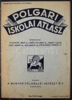 1943 Polgári iskolai atlasz. Teljesen átdolgozott kiadás. Szerk.: Cholnoky Jenő, Erődi Kálmán, Geszti Lajos, Karl János, Kéz Andor, Pécsi Albert, Prochaska Ferenc. Bp., Magyar Földrajzi Intézet Rt., 32 p. Kiadói tűzött papírkötés,