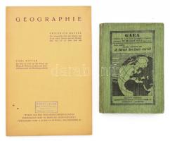 Hoffer András: A Föld belső erői. Gaea. A Föld, az Élet és a Tudomány Könyvei 5/6. sz. Debrecen-Bp., 1928, Csáthy Ferenc, 222+(2) p. Kiadói egészvászon-kötés. + Ratzel, Friedrich - Ritter, Carl: Geographie. Breislau-Leipzig, 1926, Ferdinand Hirt, 64 p. Fekete-fehér képekkel illusztrálva. Német nyelven. Kiadói papírkötés.
