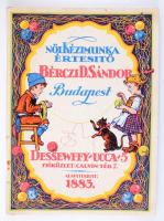 cca 1928-30 Bérczi D. Sándor női kézimunka értesítő. 43. évf. Színes, 64 oldalas képes katalógus gobelinekről, függönyökről, dísztárgyakról. Kiadói papírkötés, kopással.
