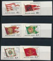 1981 Magyar történelmi zászlók ívszéli vágott sor / Mi 3486-3491 imperforated margin set