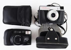 2 db Lomo Smena fényképezőgép, 35 mm filmformátum, Lomo T-43 4/40 objektívvel, eredeti tokjában mindkettő. Megkímélt,