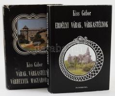 Kiss Gábor: Várak, várkastélyok, várhelyek Magyarországon. + Erdélyi várak, várkastélyok. Utazások a múltban és a jelenben. Bp., 1984-1990, Panoráma, 591+(1) p.; 445+(3) p. Kiadói egészvászon-kötés, kiadói papír védőborítóban, az egyik védőborító kissé sérült, kopott.