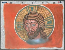 Jankovics Marcell (1941-2021): Jézus, Az Ember tragédiája c. rajzfilmből származó eredeti kézzel rajzolt figura. Vegyes technika, műanyag film. Jelzés nélkül. Animációtörténeti kuriózum. Nagy méret, rajzolt háttér cellel. 26x34 cm