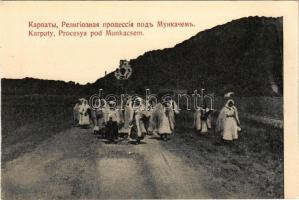 Munkács, Mukacheve, Mukachevo, Mukacevo; Karpaty, Procesya pod Munkacsem. Arnold &amp; Schlag / procession (cut)