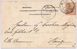 1903 Genio, Parco aerostatico / Hot Air Balloon Park, with aerostatic balloon in flight. Art Nouveau...