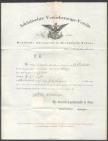 1875 Dekoratív biztosítási nyomtatvány "GRAZ / MURVORSTADT" - "BRUCK A. D. MUR / BAHN...