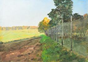 Sárdy Brutus (1892-1970): Napfényes táj. Olaj, vászon, jelzés nélkül, vakráma nélkül, 42x57 cm