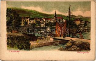 Lovran, Lovrana; Hafenpartie / port. litho (szakadás / tear)