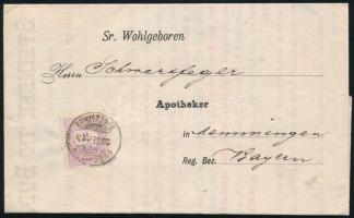 1878 Dekoratív, színes nyomtatvány pesti patika és piócakereskedésből, "BUDAPEST / TERÉZVÁROS" - Bajorország