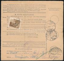 1943 Csomagszállító levél magyar-ruszin kétnyelvű "ILONCA" bélyegzéssel Budapestre