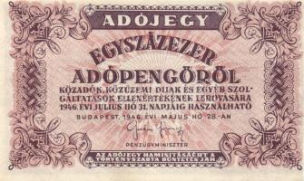 1946. 100.000AP sorozat- és sorszám nélkül T:I