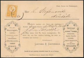 1872 Rendkívül ritka korai reklámnyomtatvány 2kr bélyeggel, "SEMLIN" bélyegzéssel Újvidékre, RR!