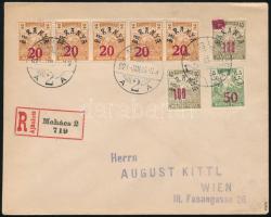 Baranya 1921 Dekoratív ajánlott levél "MOHÁCS" - "WIEN" Signed: Bodor