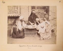 ca 1890 Adelphoi Zangaki: Egyiptom Kairó, arabok ebédje / Kairó látképe. Jelzett albumin fotó Cholno...