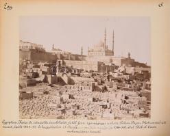ca 1890 Adelphoi Zangaki: Egyiptom Kairó, arabok ebédje / Kairó látképe. Jelzett albumin fotó Cholno...