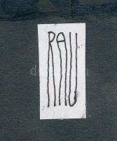 Rau Tibor (1934-2009): BKV jövőkép: szégyentábla (karikatúra). Tus, papír, jelzett. Hátoldalán Ludas...