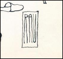 Rau Tibor (1934-2009): Videó (erotikus karikatúra). Tus, fedőfehér, papír, jelzett. 29,5x21 cm