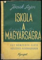 Jócsik Lajos: Iskola a magyarságra. Egy nemzedék élete húsz éves kisebbségben. (Bp., 1939), Nyugat, 178+(2) p. Egyetlen kiadás. Kiadói papírkötés, kissé viseltes, sérült, foltos borítóval, néhány kissé koszos lappal.