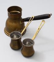 3 darab réz arab kávékiöntő, h: 22 cm alatt