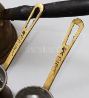3 darab réz arab kávékiöntő, h: 22 cm alatt