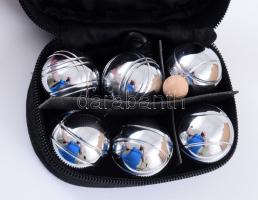 Pétanque játék szett, tartójában, 8x11 cm