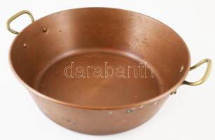 Régi réz főzőedény, d: 36 cm, m: 13 cm