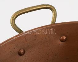 Régi réz főzőedény, d: 36 cm, m: 13 cm