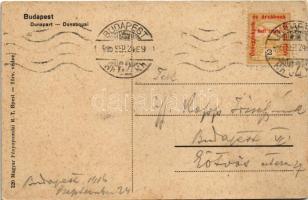 1916 Budapest V. Dunapart. Magyar zászlós hazafias keret II. Vilmos császárral, Ferenc Józseffel és ...