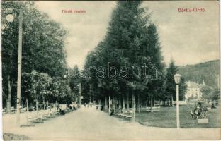 Bártfafürdő, Bardejovské Kúpele, Bardiov, Bardejov; Fürdő részlet. Friedman Mór kiadása / spa, park (ragasztónyomok / glue marks)