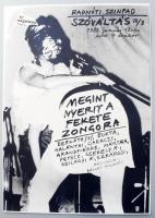 Galántai György (1941-): Megint nyerít a fekete zongora. Bernáthy, Bukta, Galántai, Garaczi, Grandpierre, Szkárosi, Mártha. Radnóti Színpad, Bp. Underground plakát, szitanyomat, papír, jelzés nélkül, 42x29,5 cm.