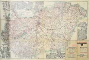 1932 Magyarország Autóval járható utai. Autótérkép, Vászonra kasírozva. 100x80 cm