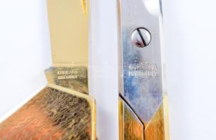 Coricama olasz levélbontó szett, levélbontó késben bicska résszel, bőr tokban, jelzett, h: 23 cm