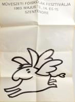 Rácmolnár Sándor (1960-): Művészeti Főiskolák Fesztiválja, 1983. Kétoldalas plakát és programfüzet, papír, jelzett a plakáton. Hajtva. 67x96 cm.