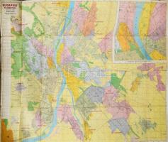 cca 1940 Budapest és környéke, összeáll. és rajzolta: Valentiny Károly, 1 : 25.000, (rajta Budapest belterülete, 1 : 10.000), nagy méretű térkép, Bp., Gergely R. Könyvkereskedés kiadása (Közlekedési-ny.) 93,5x124 cm