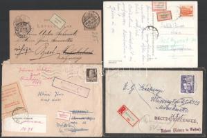 1896-1985 15 db küldemény érdekességekkel: Elutazott, Ismeretlen, Elköltözött, Meghalt stb. címkékke...