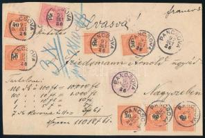 1897 Értéklevél előlapja 11.018Ft-ról, 3,57Ft értékű 9 bélyeggel bérmentesítve / Insured cover front with 9 stamps of 3,57Ft value