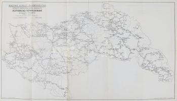 1942 M. kir. Államvasutak hálózatának térképe és autóbuszok MÁVAUT kétoldalas térkép 58x34 cm