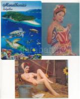 7 db MODERN dimenziós képeslap, benne két erotikus / 7 modern 3D postcards, with 2 erotic women post...