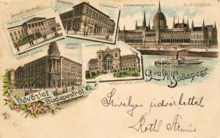 1898 Budapest mit Zentralbahnhof Litho