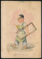 1945 "Magyar Vöröskereszt Központi Tudósító Iroda Passau", képeslap több tiszt aláírásával