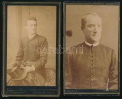 cca 1880 Férfiportrék, 2 db keményhátú fotó Becske veszprémi és Kalmár és Társa budapesti műterméből, 10,5×6,5 cm
