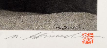 Noruo Shinoda (1947-, japán művész): 5 db grafika és nyomat (Tengerparti szikla stb.). Klf. techniká...