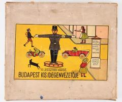cca 1933 A legszebb város, Budapest kis idegenvezetője társasjáték eredeti doboza és táblája, doboz kissé sérült, 32x34 cm