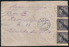 1922 Levél vágott 15-ös tömbbel bérmentesítve / Cover with imperforate block of 15